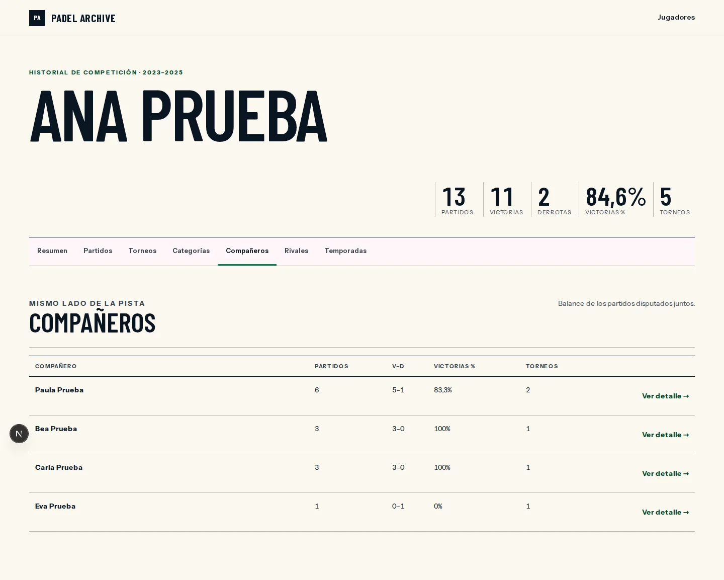 Padel Archive — captura del proyecto 4