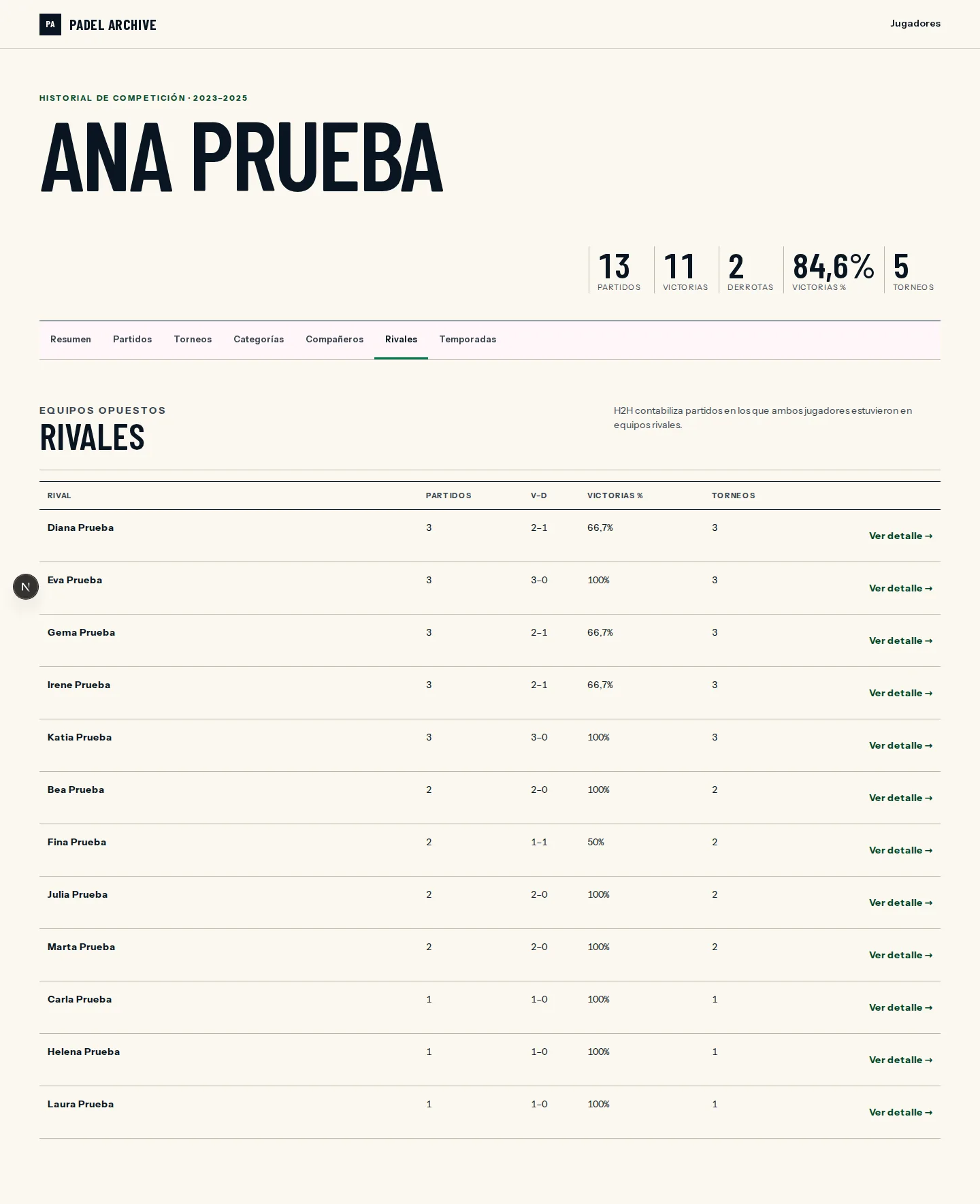 Padel Archive — captura del proyecto 5