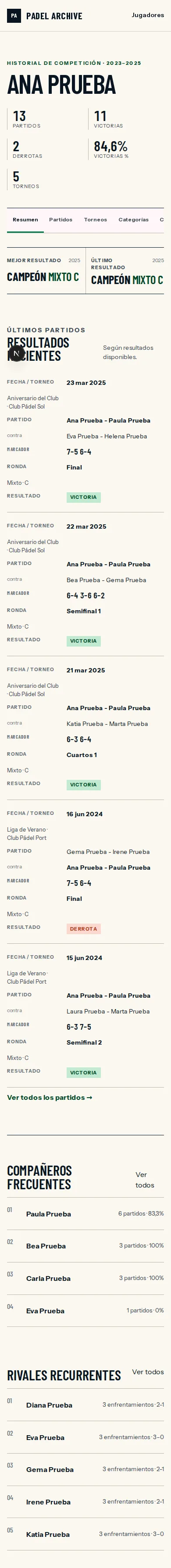 Padel Archive — captura del proyecto 8